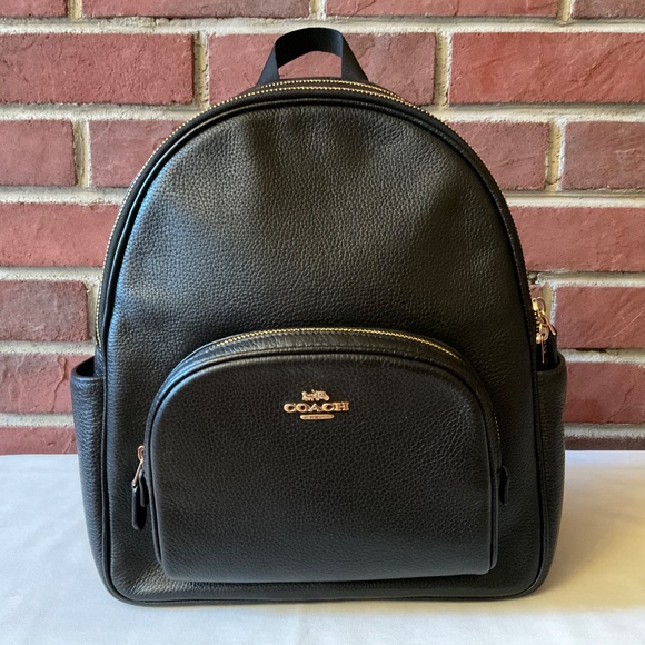 Coach 5666 Medium Court Backpack Black Pebble Leather - Picture 10 of 16